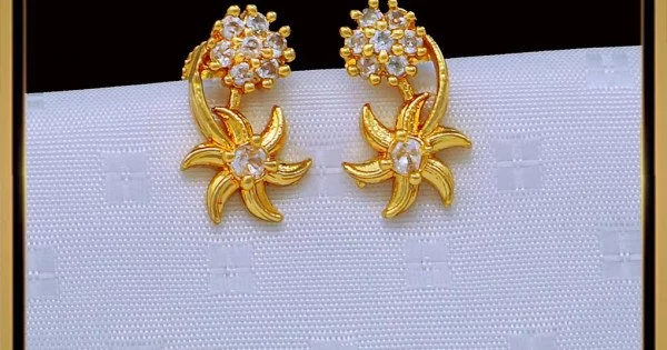 92.5 Gold Plated Silver Swarovski Earrings Online | Buy Cute Pearl Studs –  The Amethyst Store