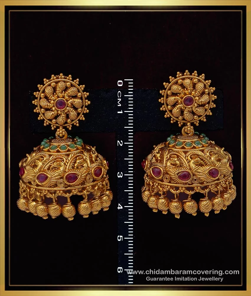 Indian South Traditional Wedding Gold Plated Big Jhumki Jhumka Earrings |  eBay