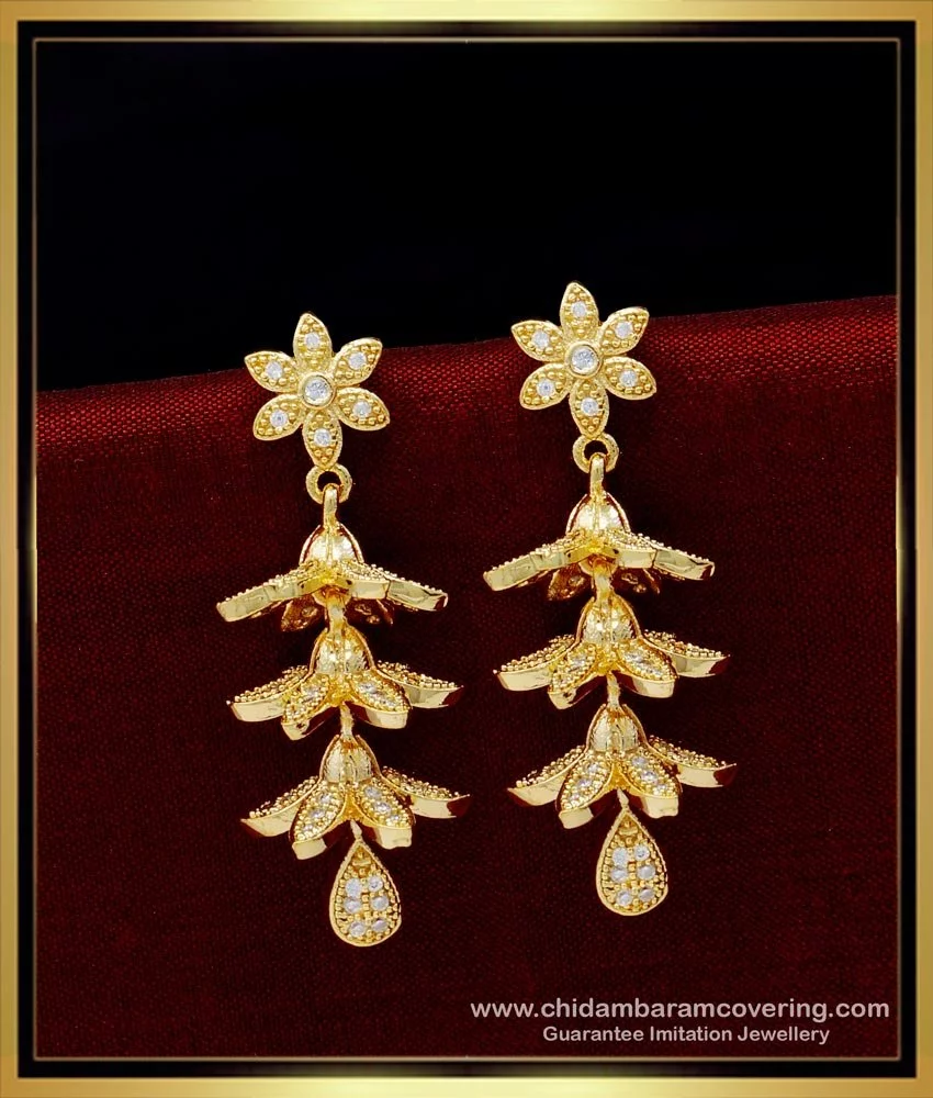 Buy Elegant White Stone Flower Design Stylish Earrings One Gram ...