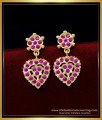 gold covering thodu, imitation five metal jewellery, five metal earring, impon kammal, impon thodu, impon earrings, ruby stone earrings, pink stone earrings, 