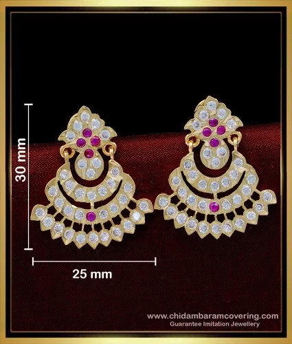 ERG1567 - Impon Double Row Stud Earrings Gold Plated Earrings with Guarantee
