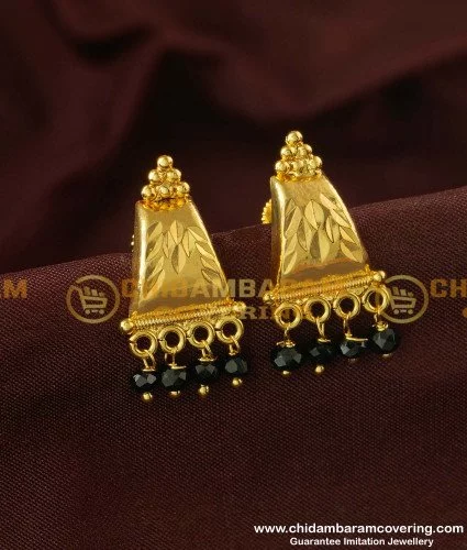 latest gold black earrings designs with weight // black stone earrings in  gold - YouTube