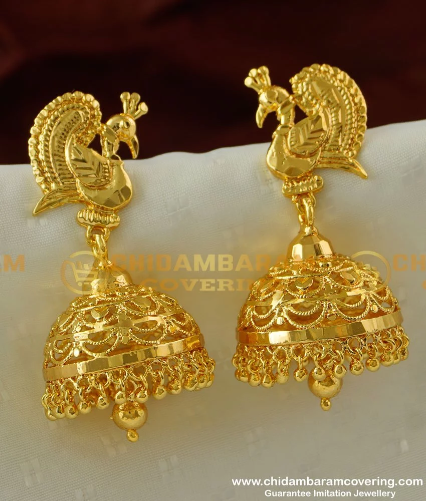 Buy South Indian Jewellery 1 Gram Gold Bridal Wear Traditional Big Jhumkas  Online