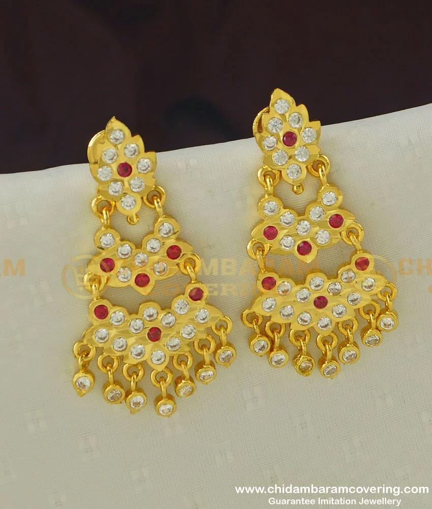 Earrings & Studs | 3 Layer Gold Plated Artificial Earring | Freeup