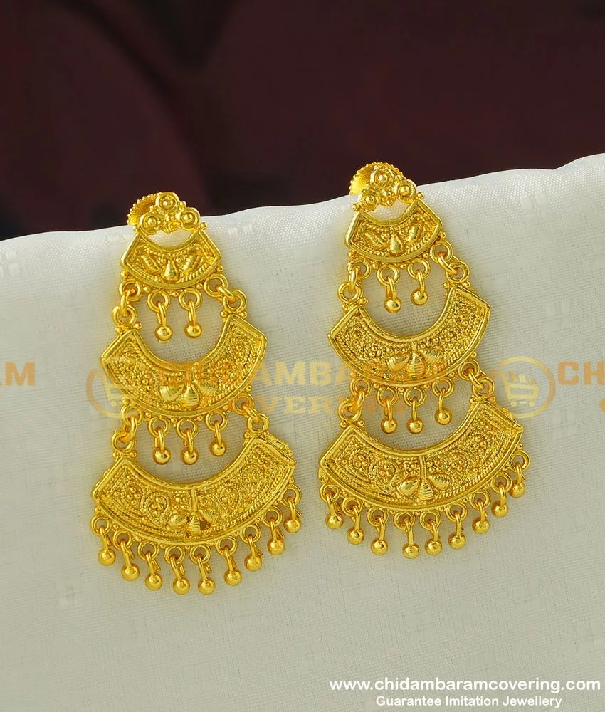 Buy A Pair of Gold Plated Three Layered Polki Jhumka Ear Chain /traditional  Earrings Accessories/ Kaan Chain / Mattal/ Jhumka Earrings Chain Online in  India - Etsy