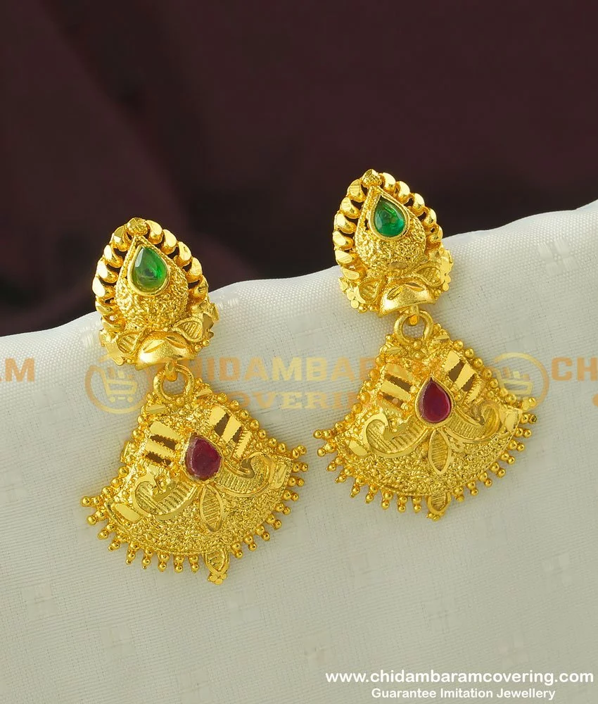 Buy Elegant Single Ruby Stone Flower Design Earrings Buy Online Shopping