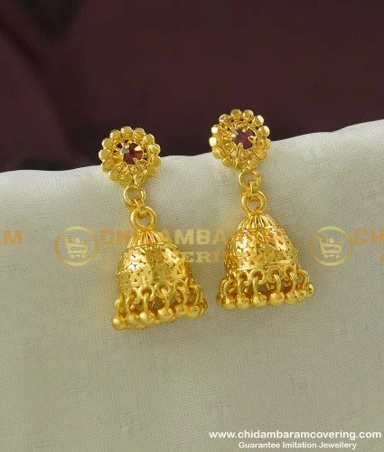 Natural Genuine Ruby and Real Diamond Studded Silver Earrings 18k Gold  Plated Jhumkas for Women Ruby Cabs Chandelier Earrings for Her - Etsy