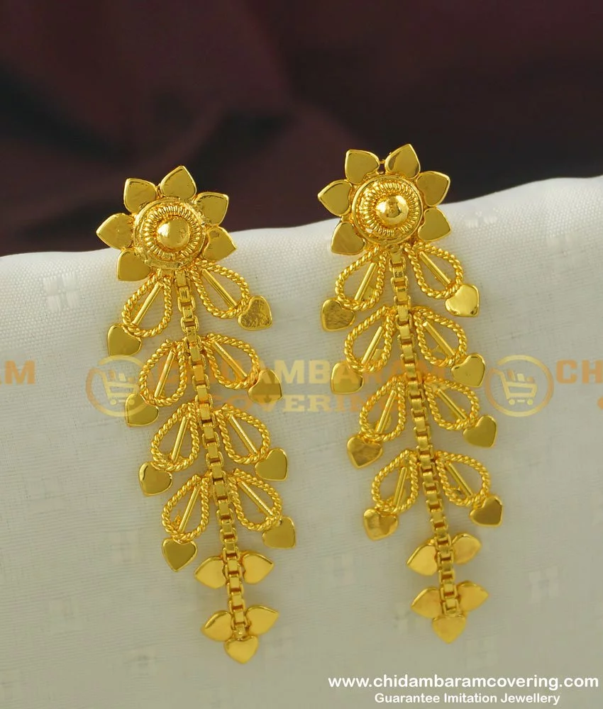 Floral Hanging Gold Earring - Bawa Jewellers