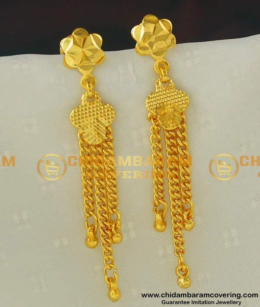 Gold long earring on sale design for female