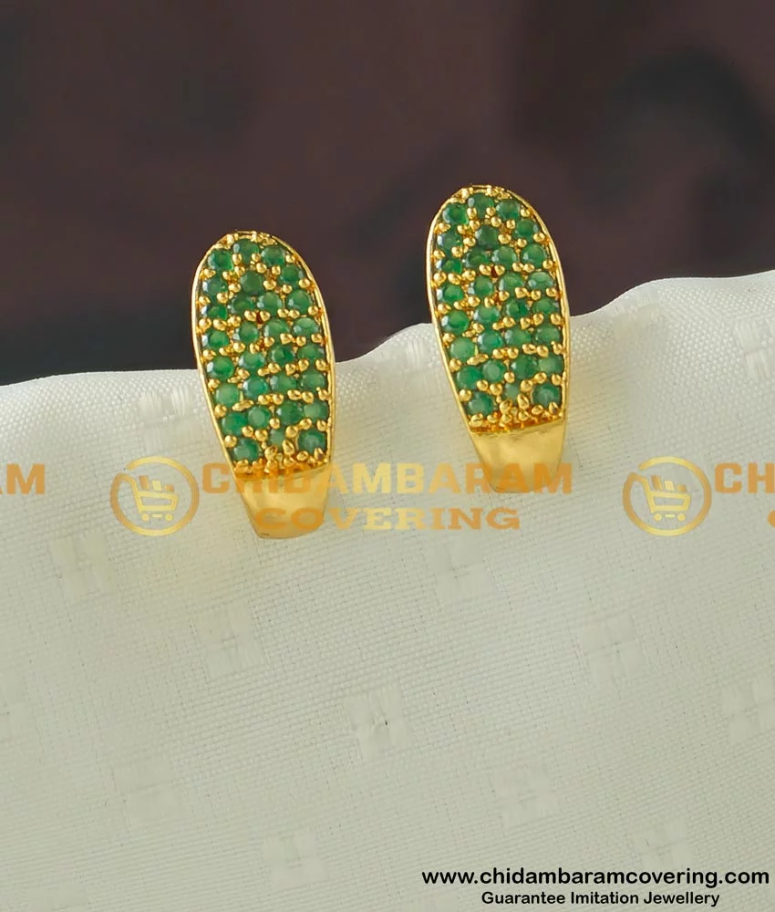 Gold tone pink-green stone mango-Lakshmi Kerala style stud/earrings dj –  dreamjwell