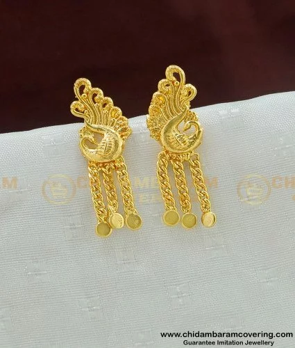 Gold tone kerala style pink-green palakka earrings dj-42898 – dreamjwell