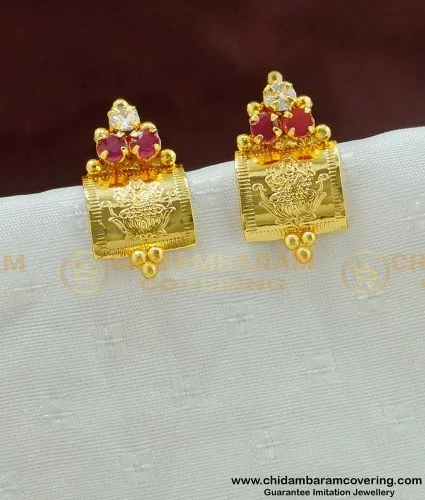 Pretty Flower CZ Earrings - South India Jewels