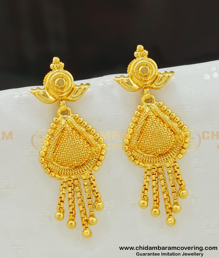 Buy New Style Gold Covering Net Type Dangle Earrings Designs for Girls