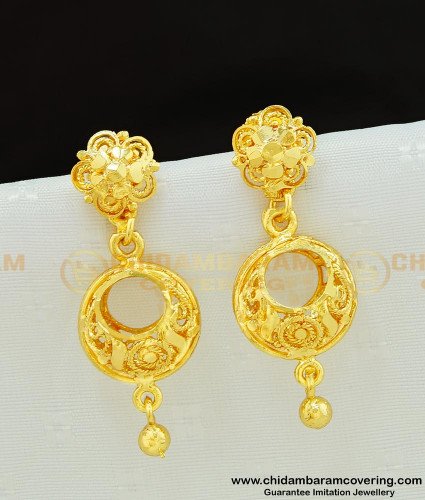 ERG562 - Real Gold Earring Design One Gram Guaranteed Earrings Buy Online