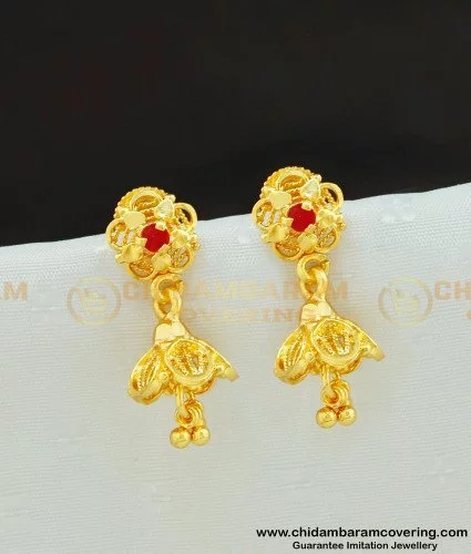 Ruby Chandelier Zirconia Jhumka Earrings - Swabhimann Jewellery