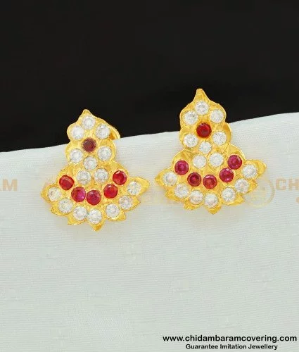 Buy 1 Gram Gold Plated Earrings Stone Stud Earrings Design