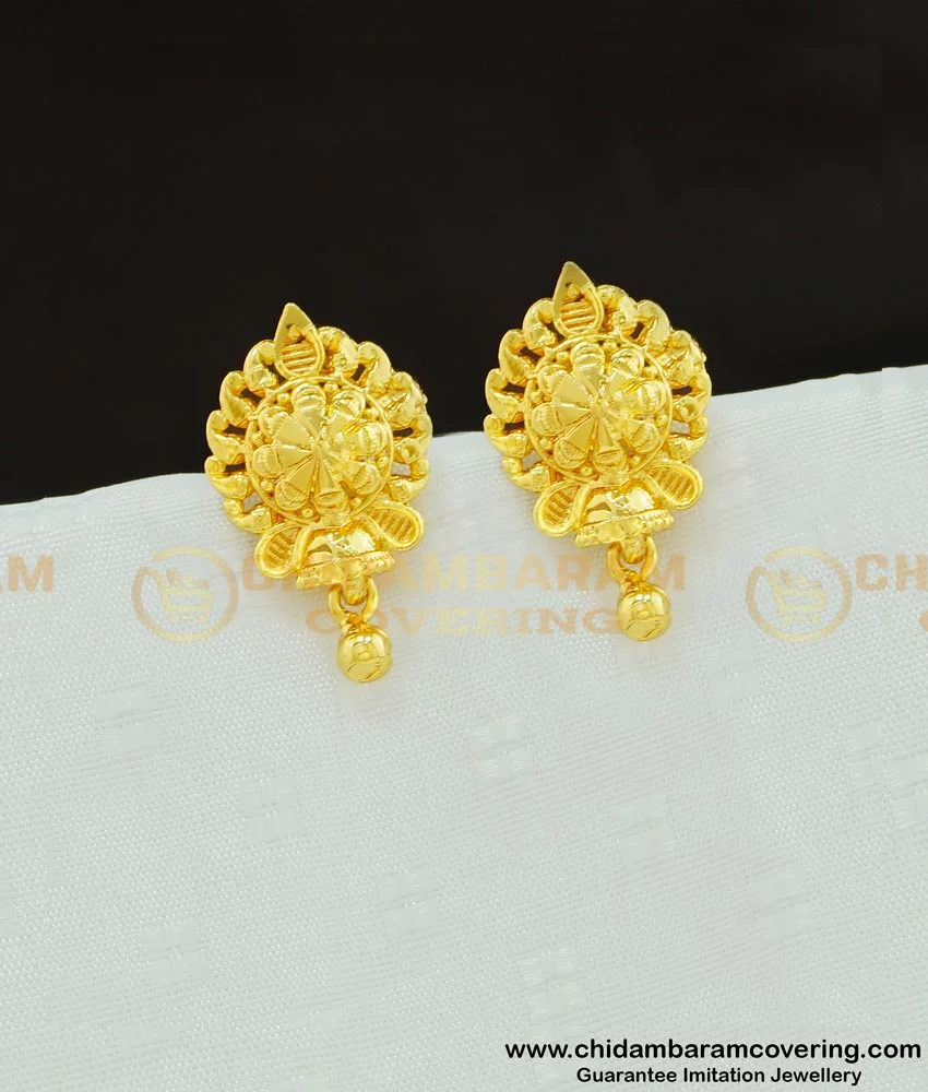 Gold tone Green-pink Palakka Mango Kerala style Stud/Earrings – Vashyaa