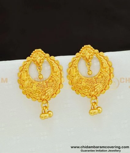 22KT Gold Chandbali Earrings - ErFc27203 - US$ 2,627 - 22KT Gold Chandbali  Earrings. earrings are beautifully handcrafted with fine filigree work in  combin