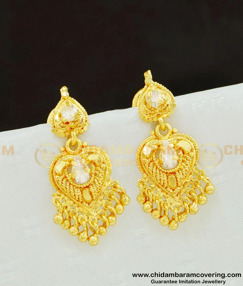 Bhavi Jewels Gold Plated Dangler Earrings With Maangtikka