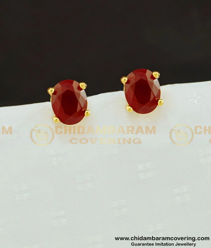 Ruby Ad Stone Gold Plated Stud Earrings Winter Collections ER3781