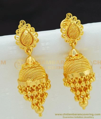 Gold ear jhumka on sale design