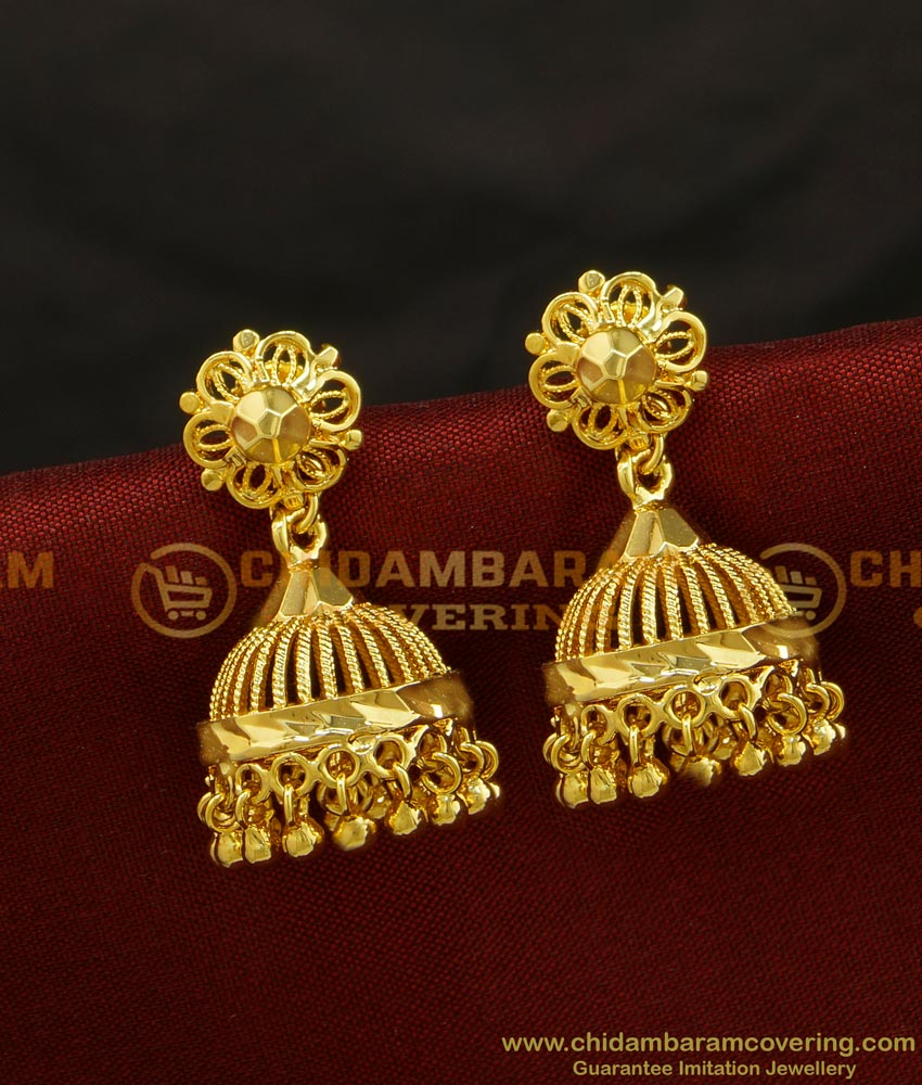 ERG686 - One Gram Gold Daily Wear One Gram Gold Jhumkas Designs for Women