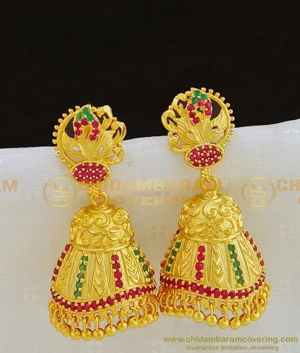 Roya Navratan Jhumka Earrings - Heritage Inspired Jewelry