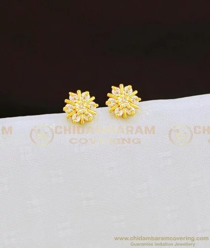 Buy 10K Yellow Gold Finish W/ Lab Created Diamond 7 Stone Flower Men's Stud  Earrings GVE424 (Silver) at Amazon.in