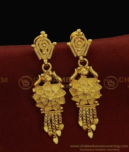 Peach Traditional Peacock Jhumka Earrings for Bride | FashionCrab.com