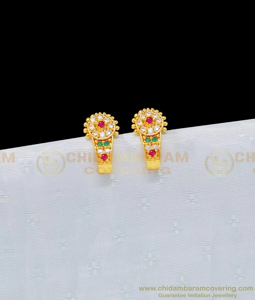 Double Paisley Gold Stud Earring - KuberBox.com