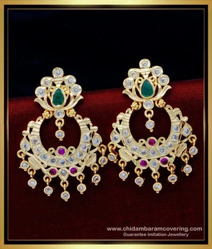 Beautiful Floral Design Earring - South India Jewels