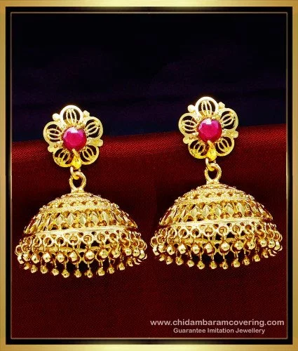 Seher Kundan Inlay  Pearls Big Jhumka Earrings  The Glocal Trunk