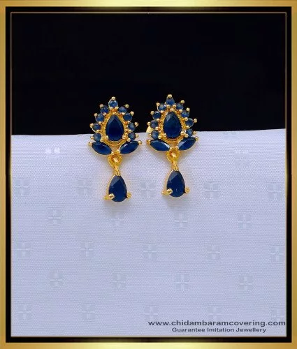 Antique Gold Color Dark Blue Crystal Stud Earrings – Neshe Fashion Jewelry