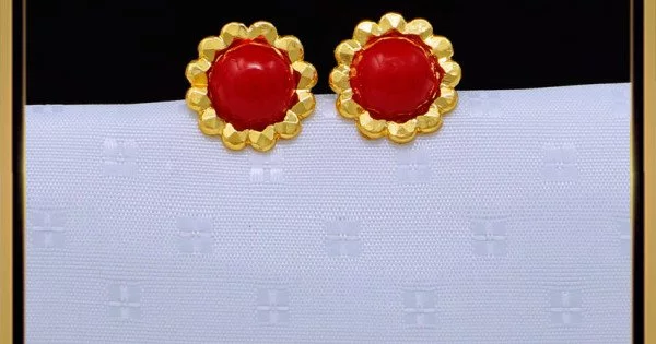 BIG! Rare Gold 14K Earrings Ring Set Natural Salmon Mediterranean Venetian  Coral | eBay