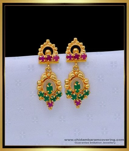 Best quality american diamond earrings | Mint green stone Rhodium poli –  Indian Designs