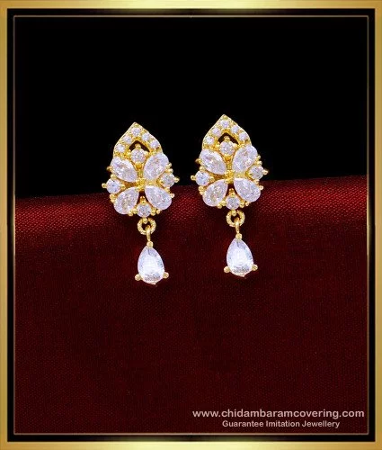 Buy Premium Quality Designer Fancy Rose Gold American Diamond Earrings  Online From Wholesale Salwar.