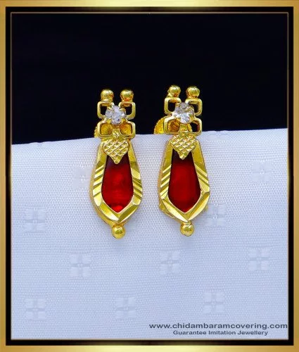 New Gold 18kt Earrings Designs Small Drop Earring – Welcome to Rani Alankar