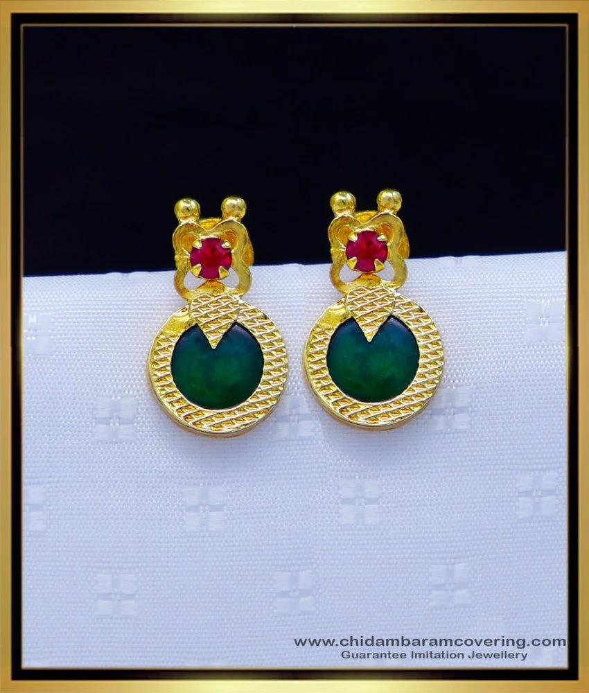 Buy Unique Kerala Style Ad Stone Green Palakka Earrings Gold Plated  Jewellery Buy Online