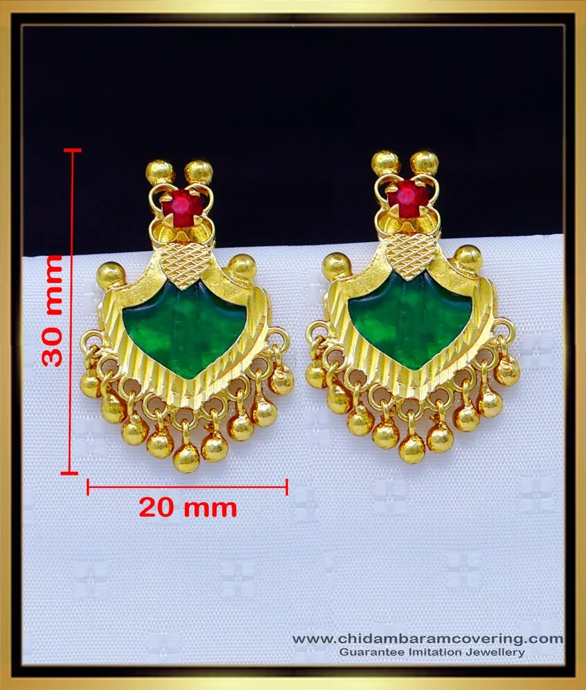 Palakka Jhumka Earrings Gold Plated Kerala Style Traditional Jewellery  Designs J20987 | Traditional jewelry, Buying jewelry, Online jewelry