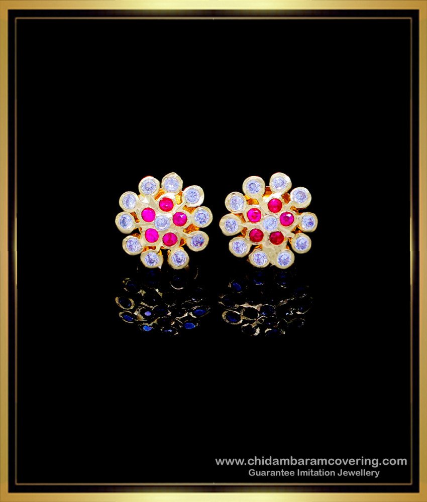  Impon jewellery online india, impon jewellery online, stone stud earrings, ear studs with stones, ear studs designs, Gold plated impon jewellery online, impon kammal price, 