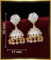 impon jhumkas, Impon jhumkas gold plated, traditional jhumkas online, stone earrings design, stone jhumka earrings, white stone jhumka earrings