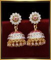 impon jhumkas, Impon jhumkas gold plated, traditional jhumkas online, buttalu designs, stone jhumka earrings, white stone jhumka earrings