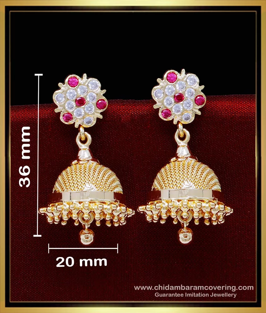 one gram gold plated jhumka/earring 22kt 1gm gold Jhumka/Jhumki/Earrin –  Griiham