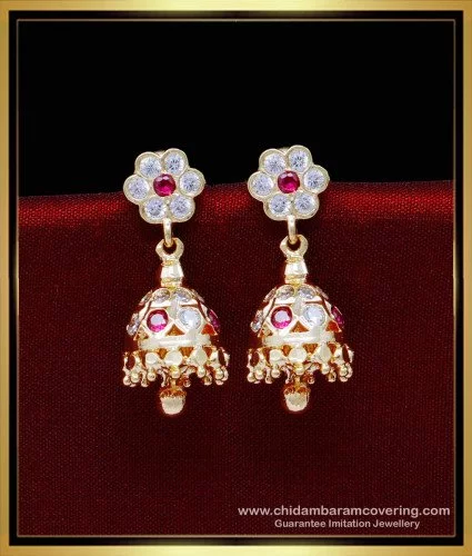 ER004 - Gold Plated Traditional Ear Rings Stud Type Daily Wear Design