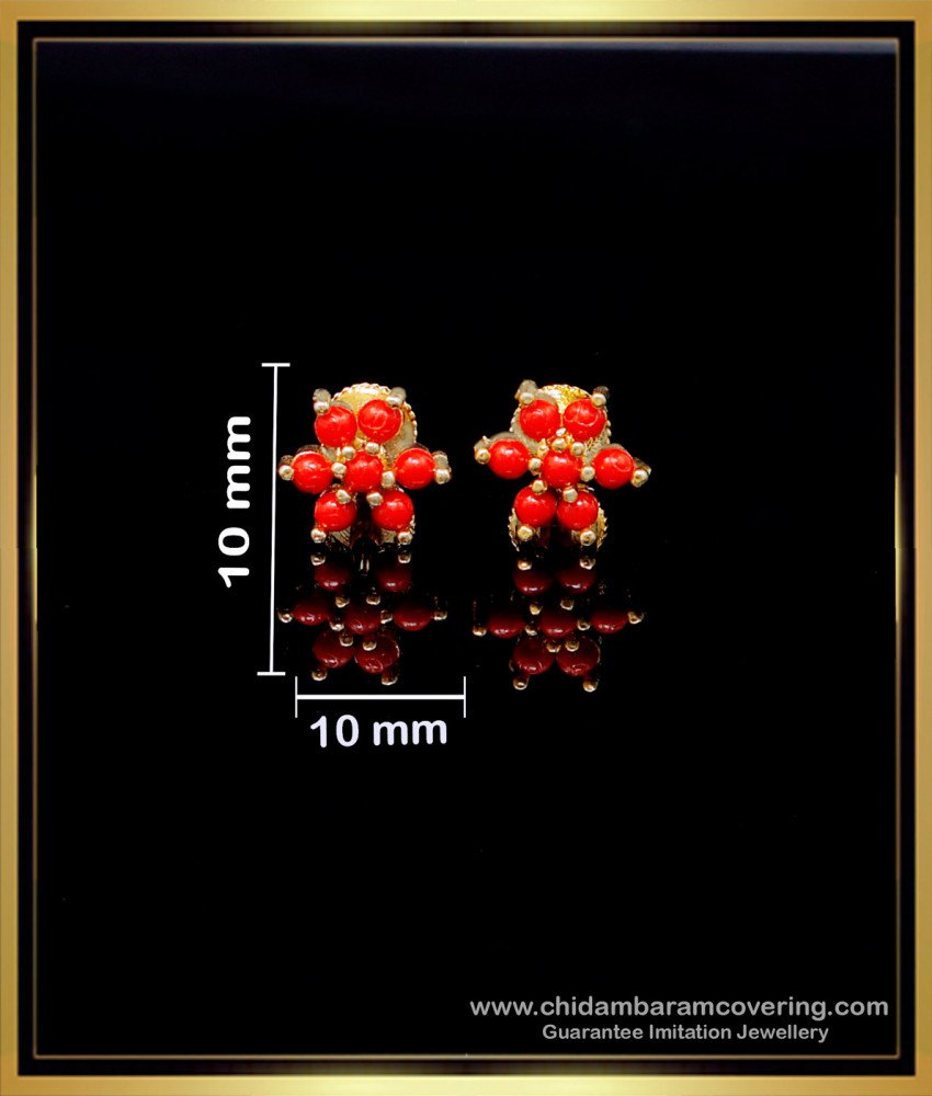 red coral earrings gold, red beads studs, red coral stud earrings, red coral earrings, ear stud design gold, earrings design tops, gold plated earrings, 1 gram gold plated earrings, gold plated earrings daily use, gold plated earrings studs, gold plated earrings online