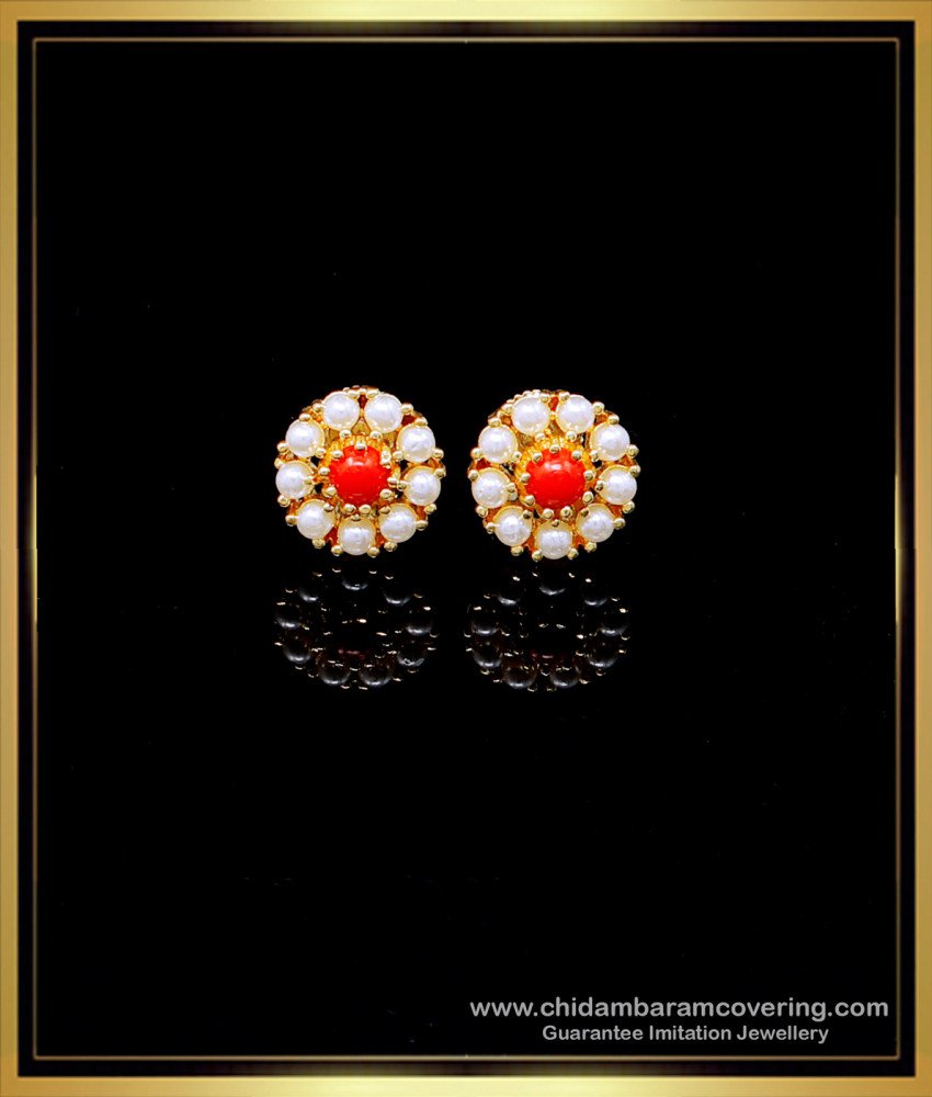 red coral earrings gold, red beads studs, red coral stud earrings, red coral earrings, ear stud design gold, earrings design tops, gold plated earrings, 1 gram gold plated earrings, gold plated earrings daily use, gold plated earrings studs, gold plated earrings online