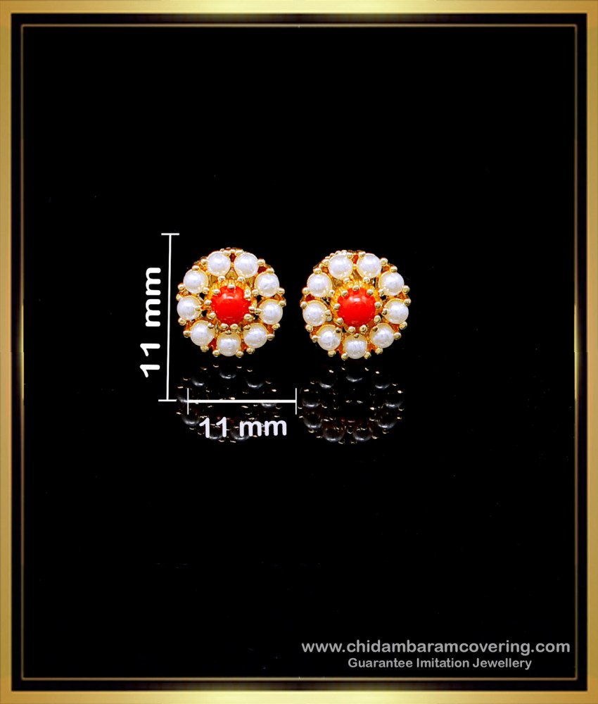 red coral earrings gold, red beads studs, red coral stud earrings, red coral earrings, ear stud design gold, earrings design tops, gold plated earrings, 1 gram gold plated earrings, gold plated earrings daily use, gold plated earrings studs, gold plated earrings online