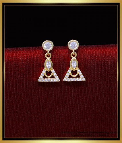 ERG2027 - Gold Design Hanging White Stone Gold Plated Earrings