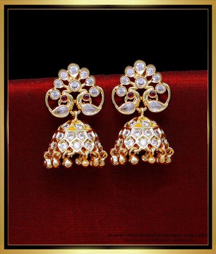 ERG2034 - Latest Uncut Diamond Stone Traditional Jhumkas Online