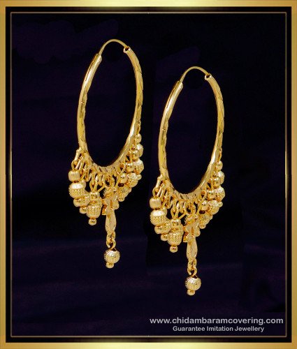 ERG2069 - Gold Design Daily Use Big Round Bali Earrings for Women